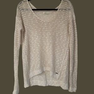 Abercrombie & Fitch Sweater Ivory Cream Long Sleeve Knit Pullover Sweater Size M